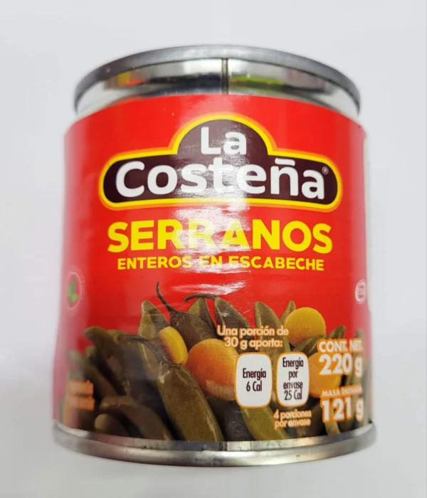  CHILES SERRANOS ENTEROS EN ESCABECHE LA COSTEÑA 220g