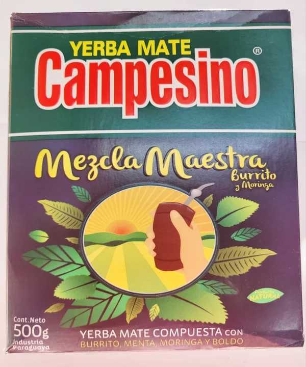 YERBA MATE CAMPESINO MEZCLA MAESTRA BURRITO Y MORINGA 500G