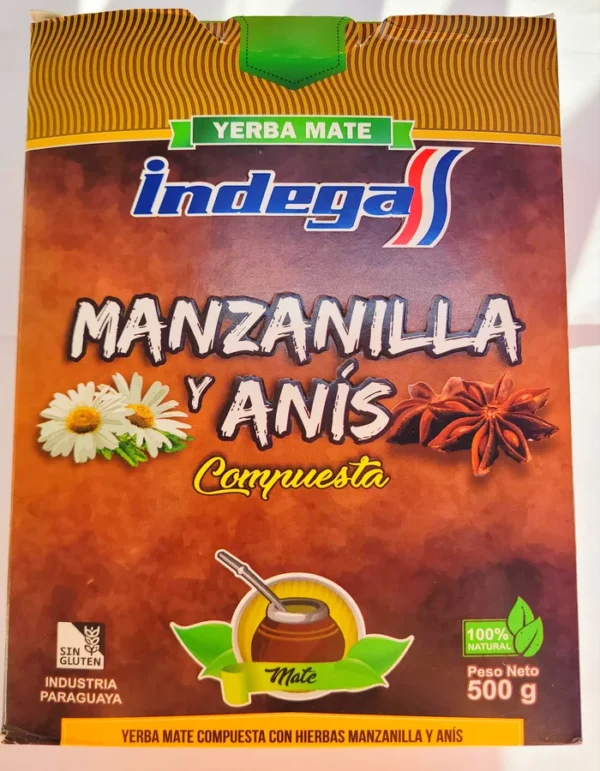 YERBA MATE INDEGA MANZANILLA Y ANIS 500G