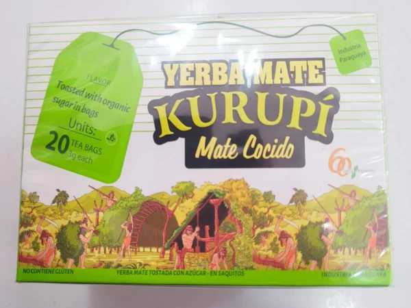 YERBA MATE COCIDO KURUPI 20 SAQUITOS 3G c/u